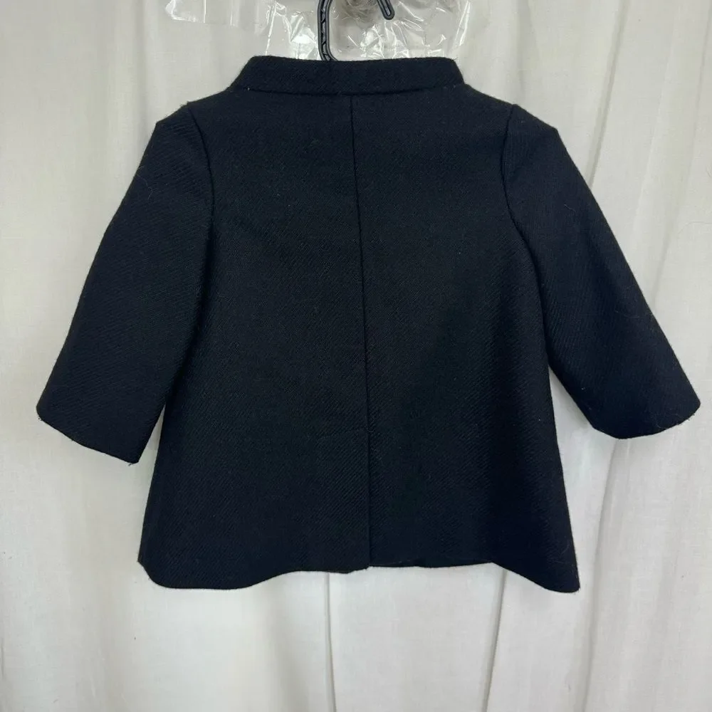 Baby Gap Wool Blend Girls Black Dress Pea Coat 12-18 Months